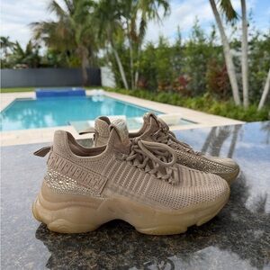 Steve Madden Beige Sneakers with Gold Accents